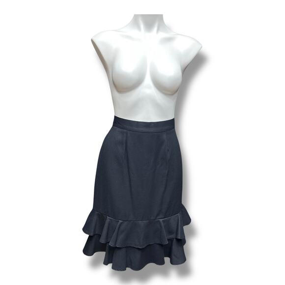 Vtg Worthington Skirt Tiered Ruffle Fit & Flare A Line Black Knee Length Size 6 - Picture 10 of 10